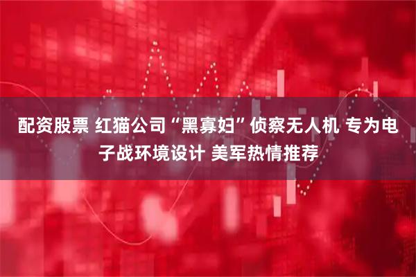配资股票 红猫公司“黑寡妇”侦察无人机 专为电子战环境设计 美军热情推荐